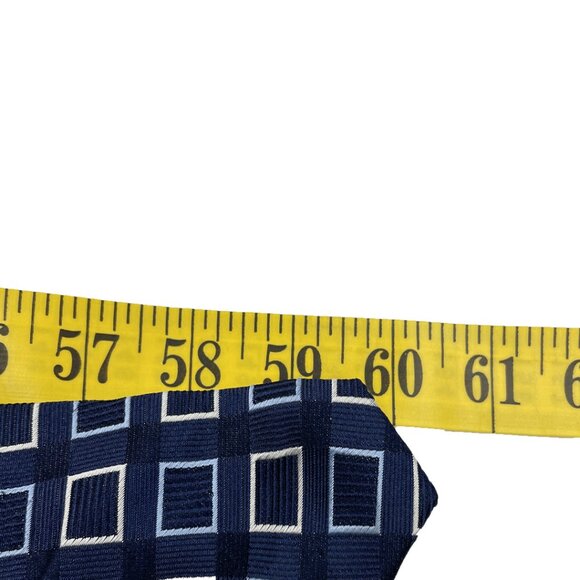 Nautica Silk Tie Geometric Silver Blue Cubes - Picture 7 of 7